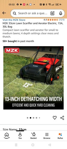 Mzk 33cm lawn scarifier and - 33cm,